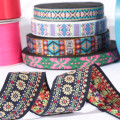 Custom textile fabric ribbon/polyester jacquard embroidered ribbon